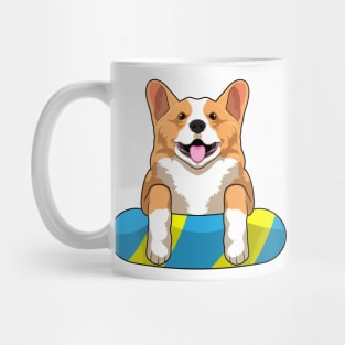 Welsh Corgi at Swimming with Swimming board Mug